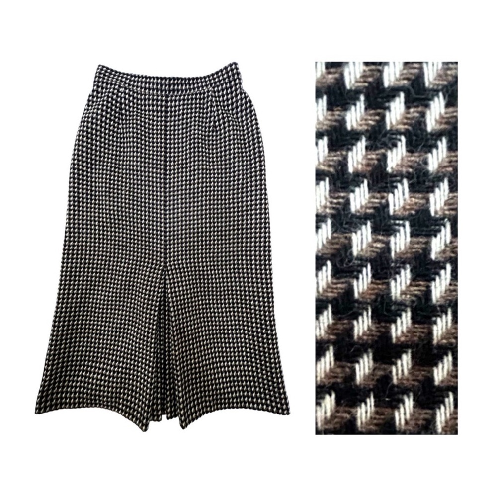 Vintage Houndstooth Midi Skirt - Black & White